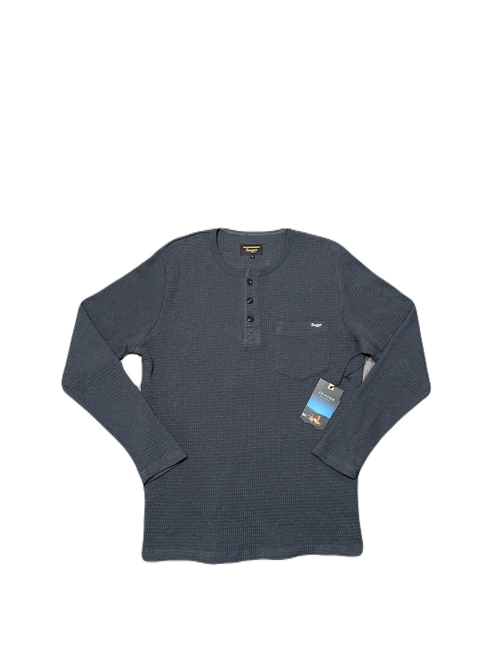 Seager Sawpit Henley LS Thermal Vintage Black Men’s Size Small NEW READ